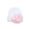 Girls White Hat Pink Rosette