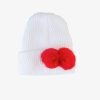 White with red bobble hat